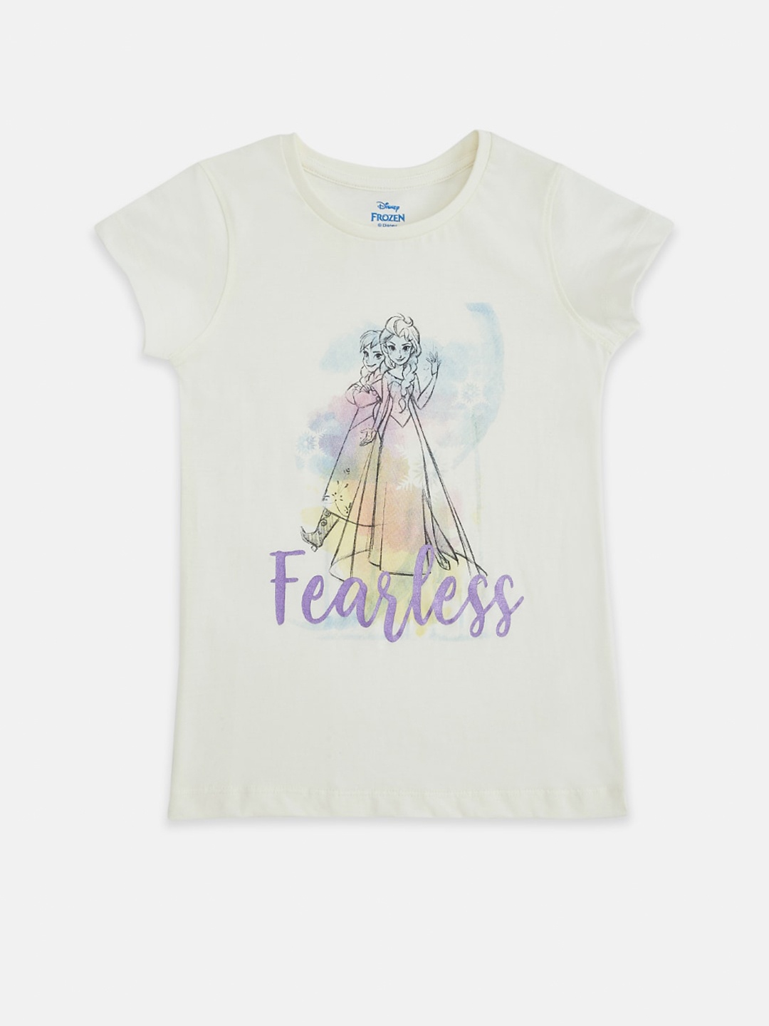 

Pantaloons Junior Girls Graphic Frozen Printed Cotton T-Shirt, Off white