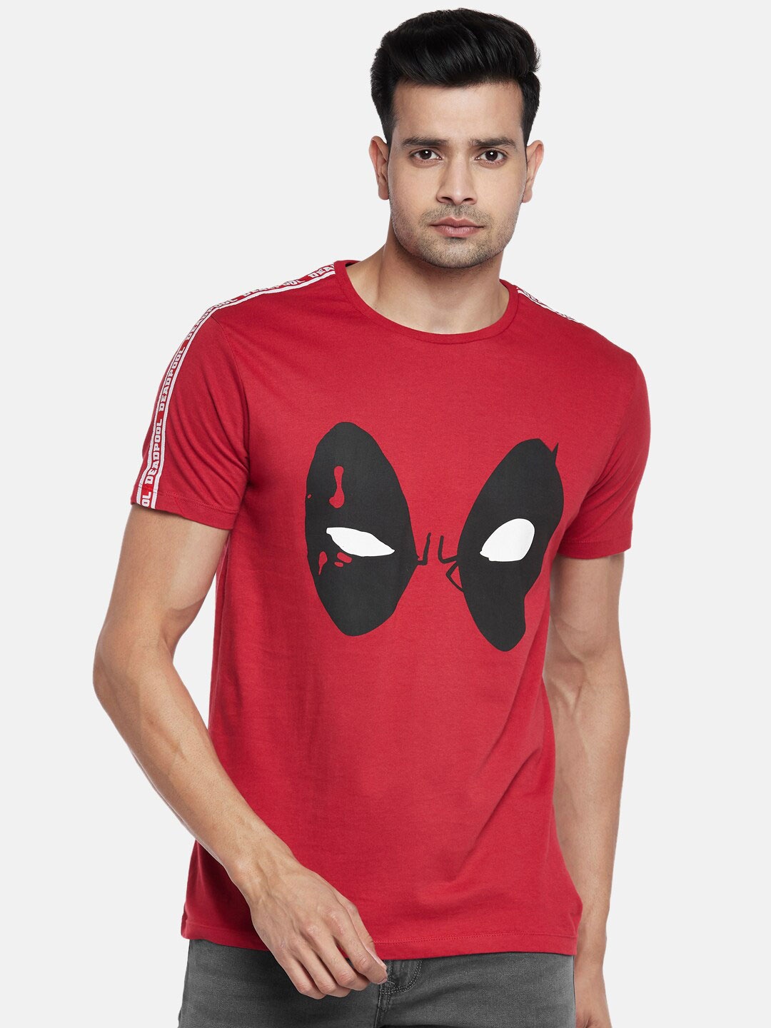 

SF JEANS by Pantaloons Deadpool Printed Slim Fit Cotton T-shirt, Red