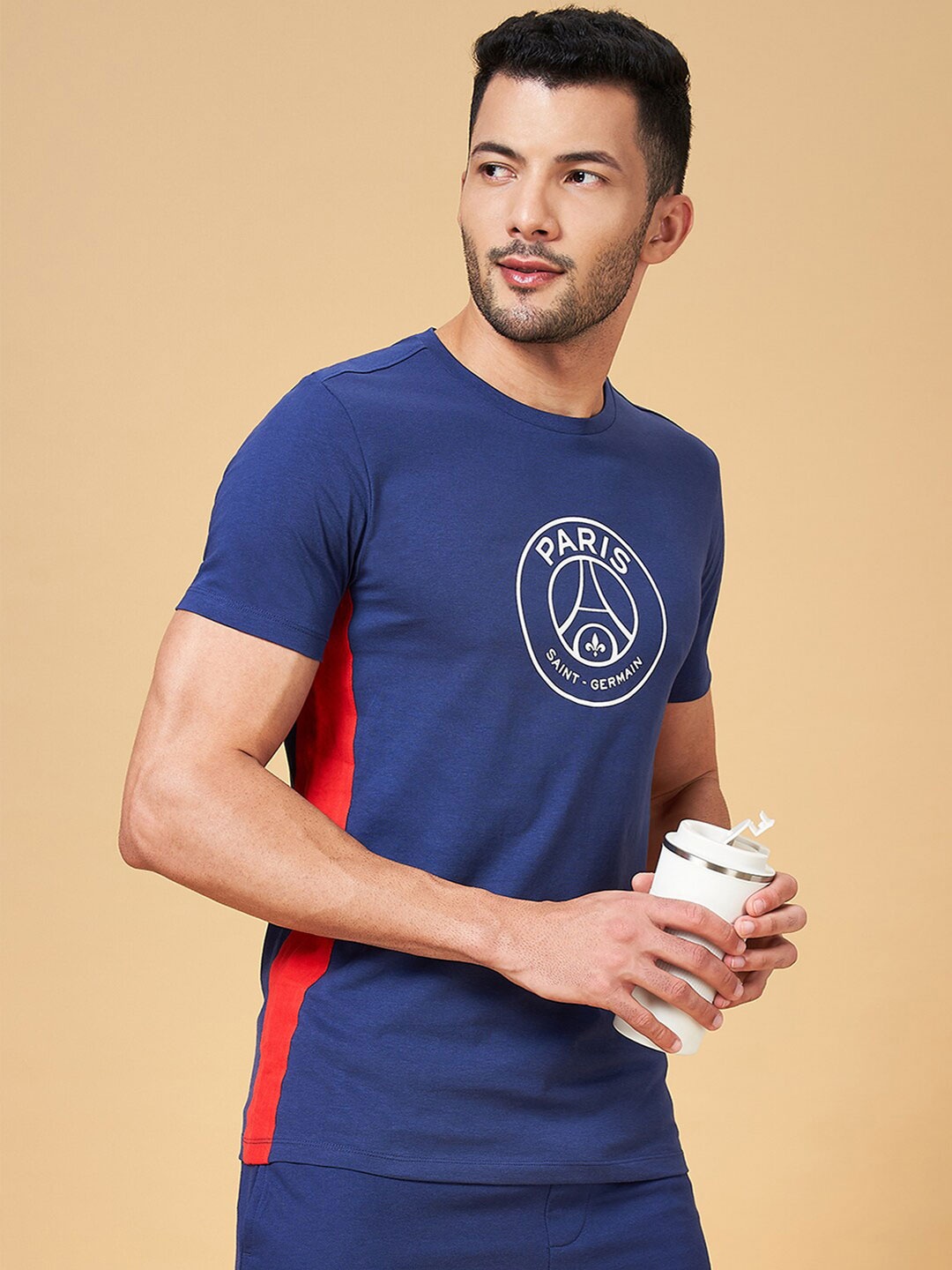 

SF JEANS by Pantaloons Graphic Printed Slim Fit T-shirt, Navy blue