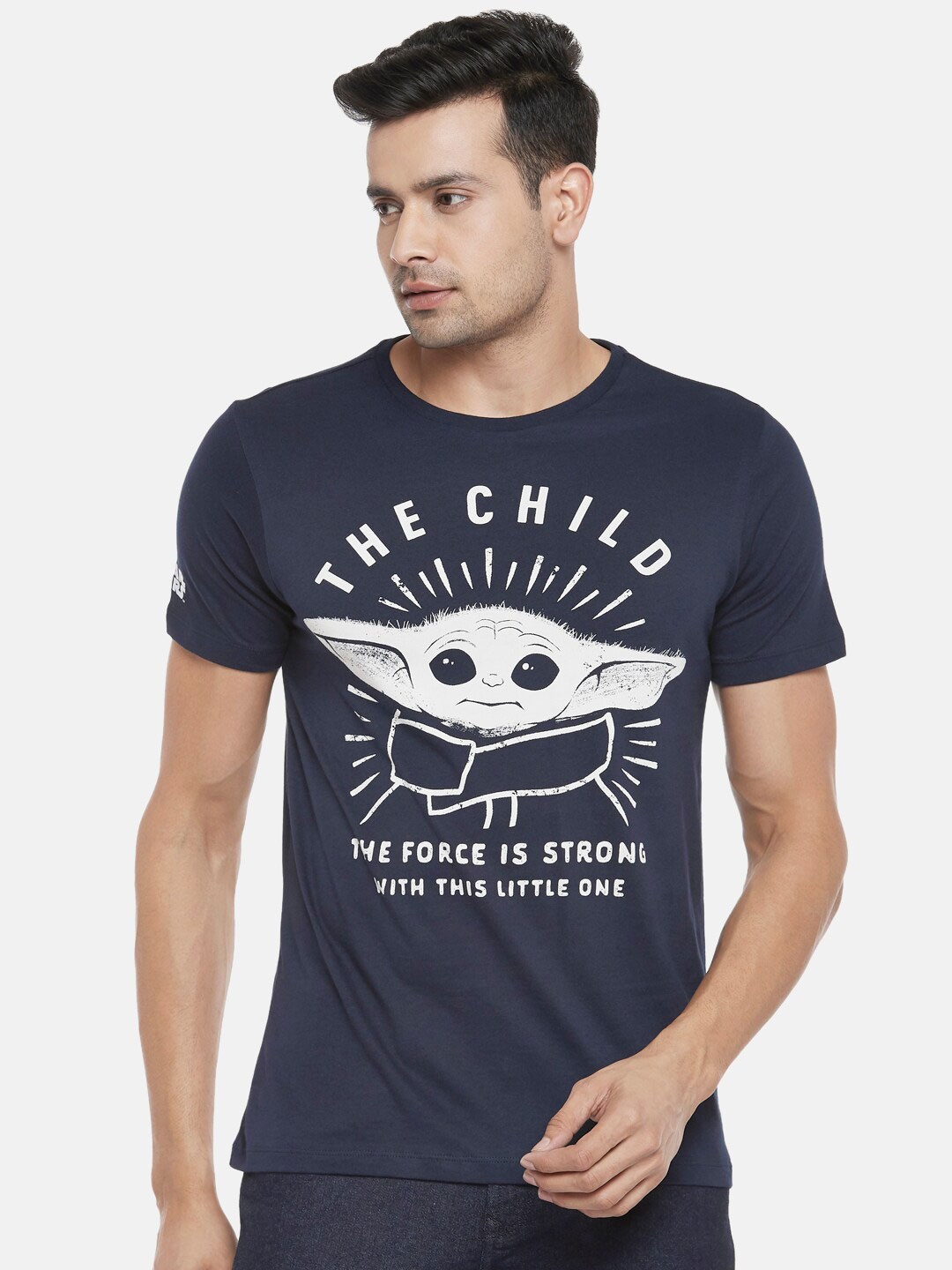 

SF JEANS by Pantaloons Graphic Printed Slim Fit Cotton T-shirt, Navy blue