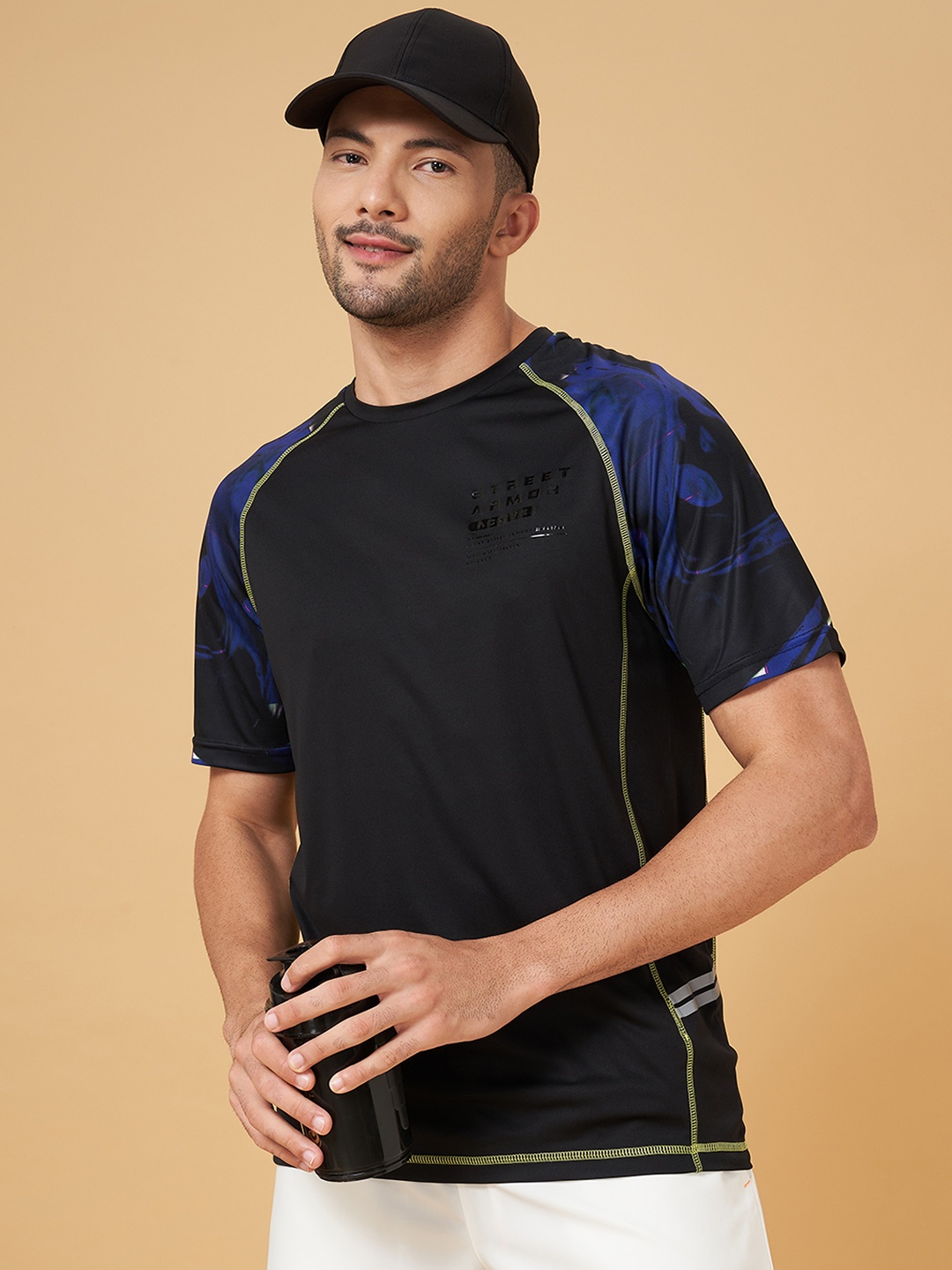 

Street Armor by Pantaloons Raglan Sleeves Training Or Gym T-shirt, Black