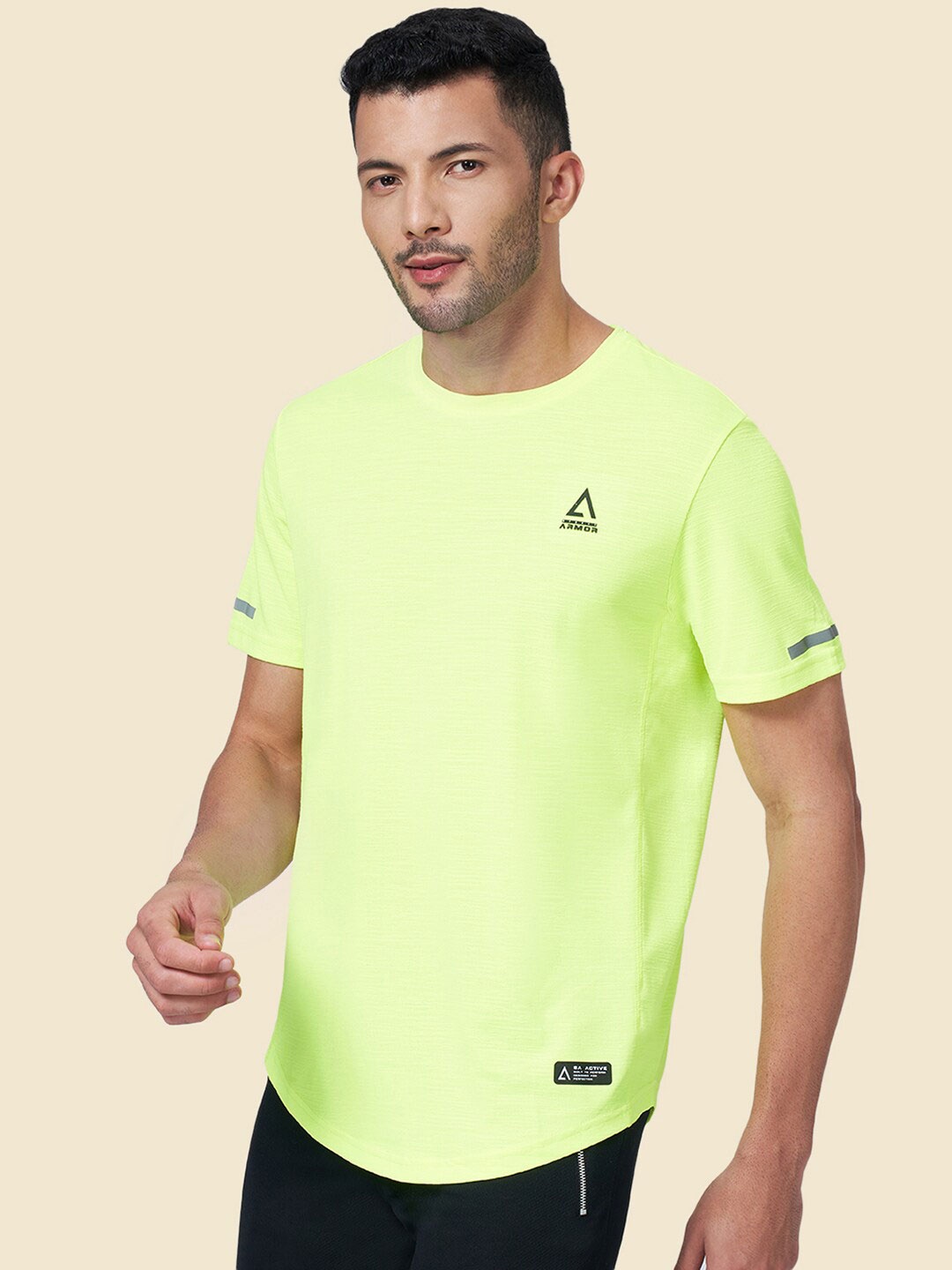 

Street Armor by Pantaloons Training Or Gym Round Neck T-Shirt, Fluorescent green
