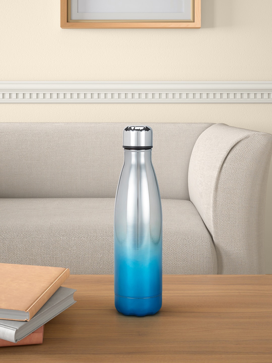 

Living scapes by Pantaloons Teal Blue & Grey Stainless Steel Water Bottle-750ml