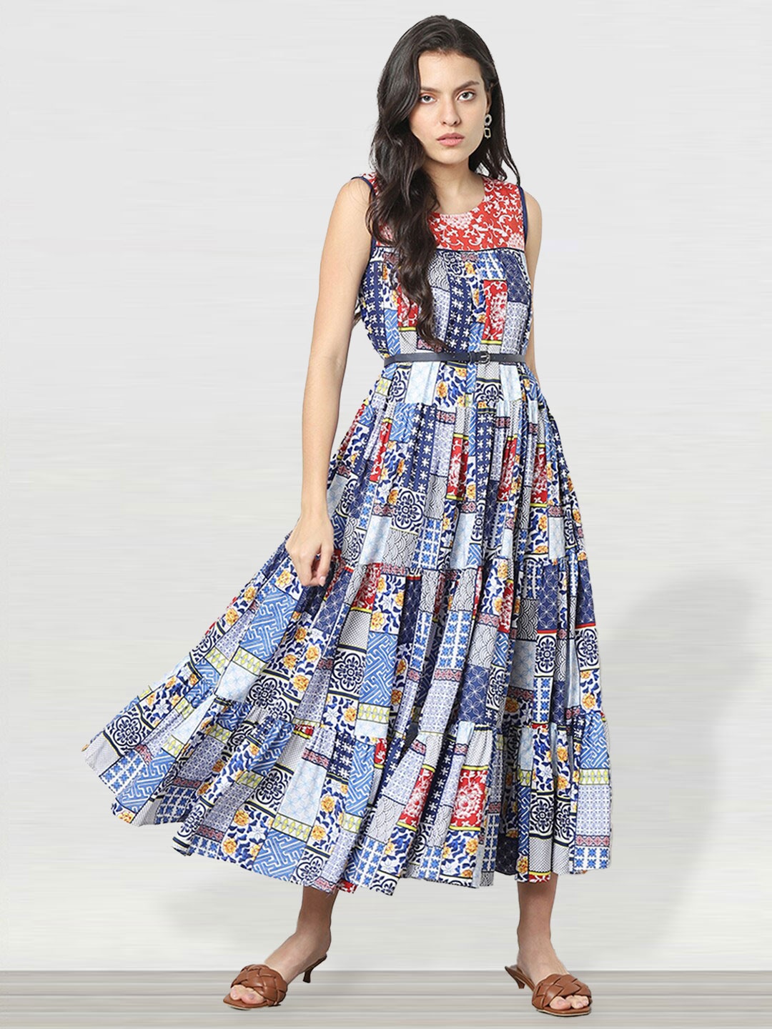 

Marigold Lane Floral Printed Fit & Flare Midi Dress, Blue