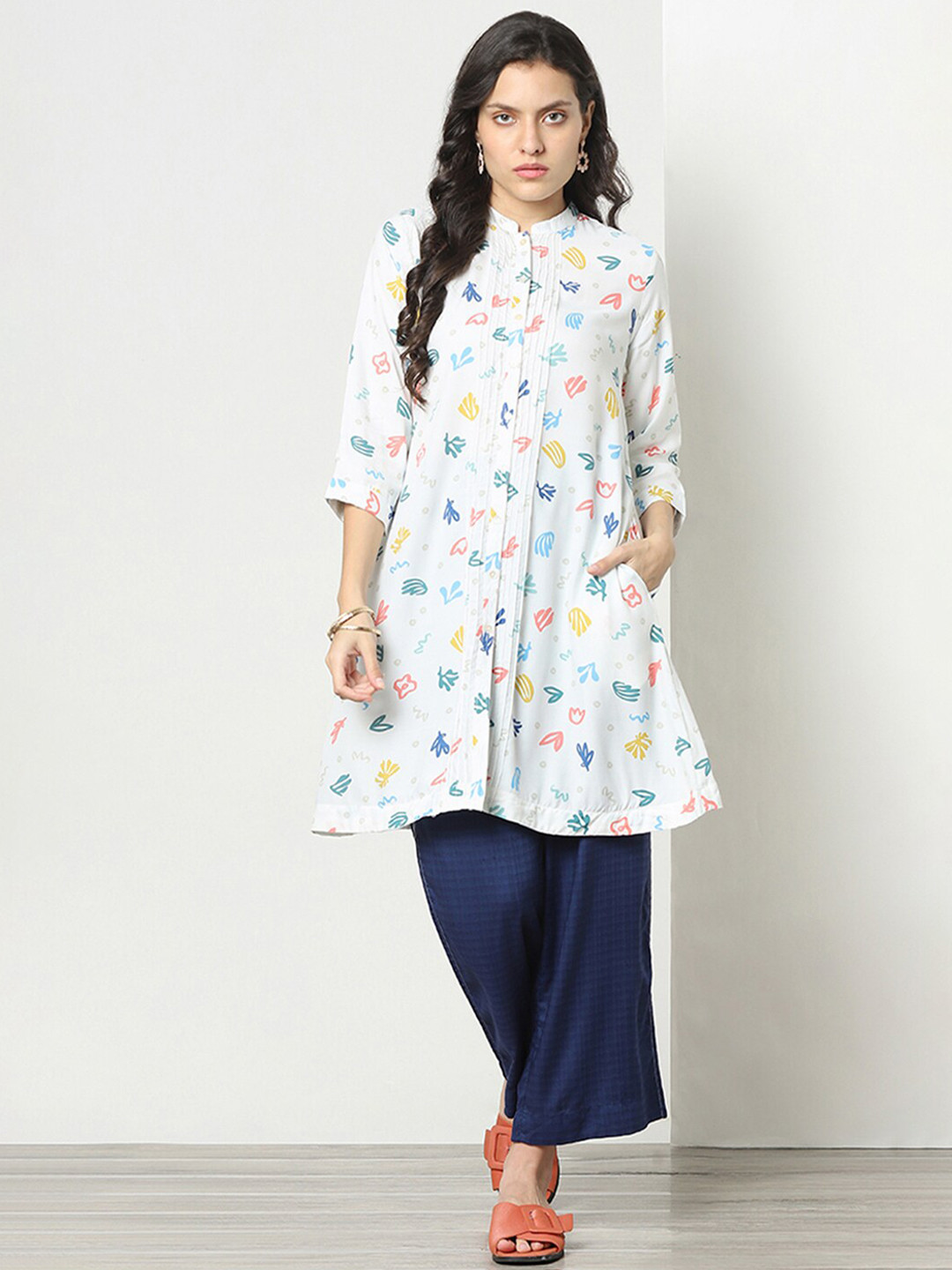 

Marigold Lane Abstract Printed A-line Kurta, White