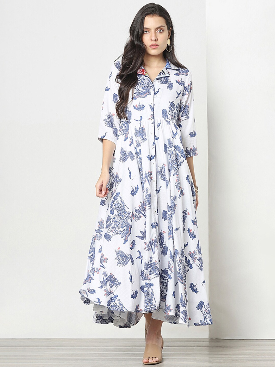

Marigold Lane Conversational Printed Fit & Flare Maxi Dress, White