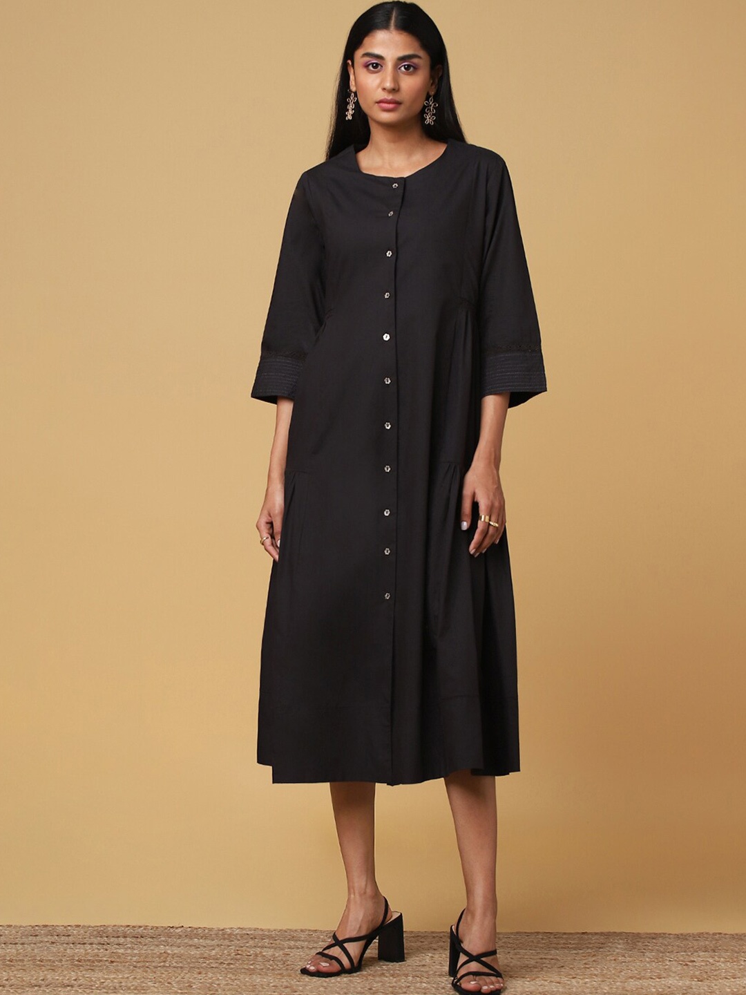 

Marigold Lane Cotton A-Line Midi Dress, Black
