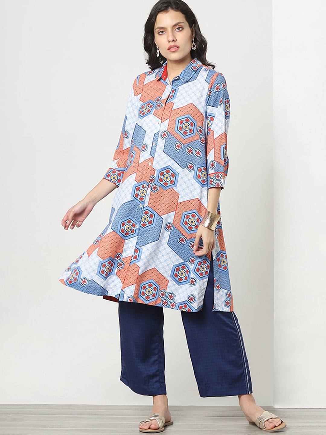 

Marigold Lane Printed A-Line Kurta, White