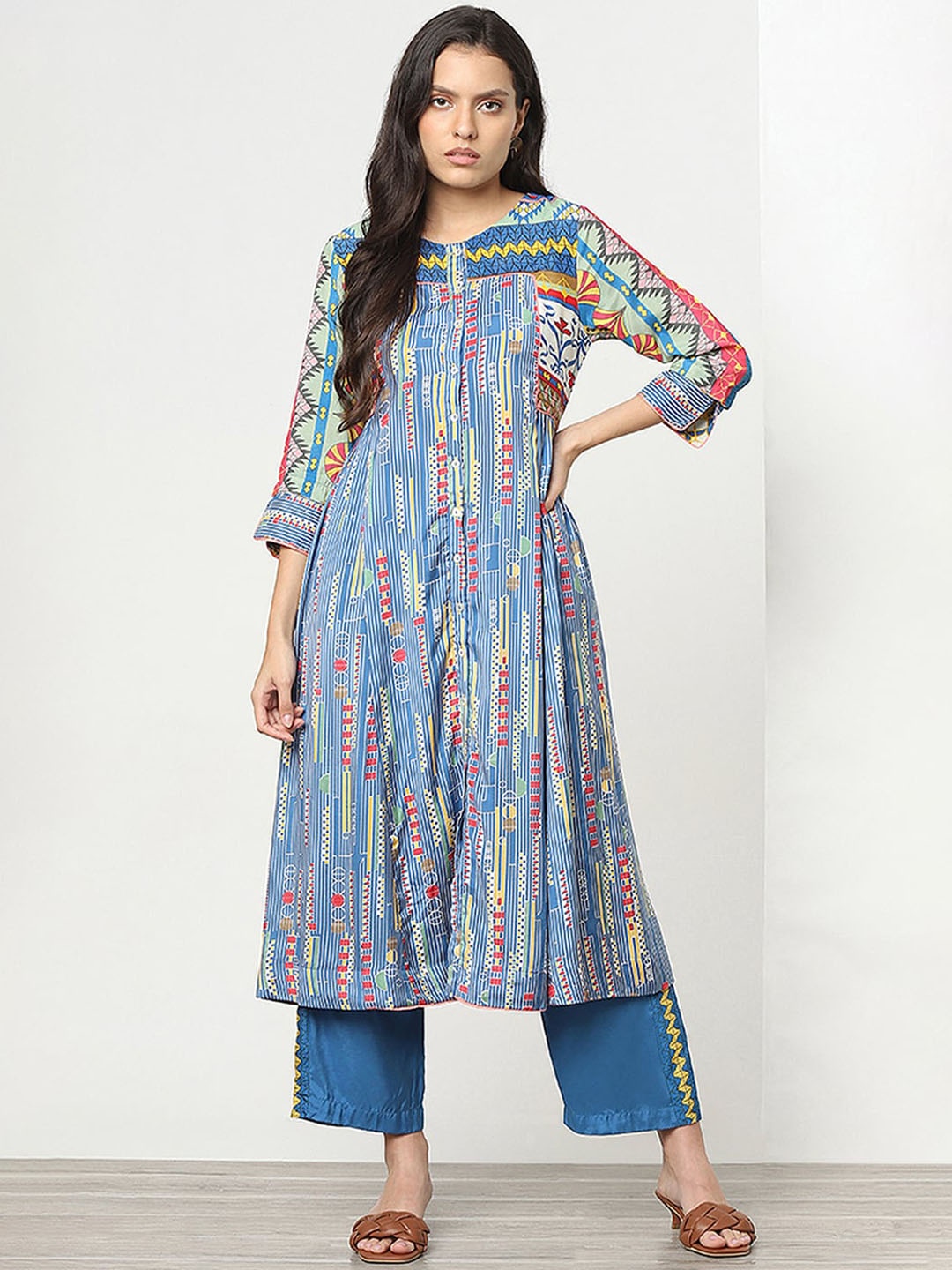 

Marigold Lane Printed Sequinned Round Neck Kurta, Blue