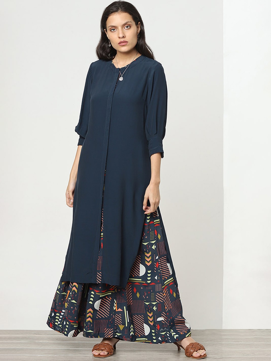 

Marigold Lane Round Neck Anarkali Kurta, Navy blue