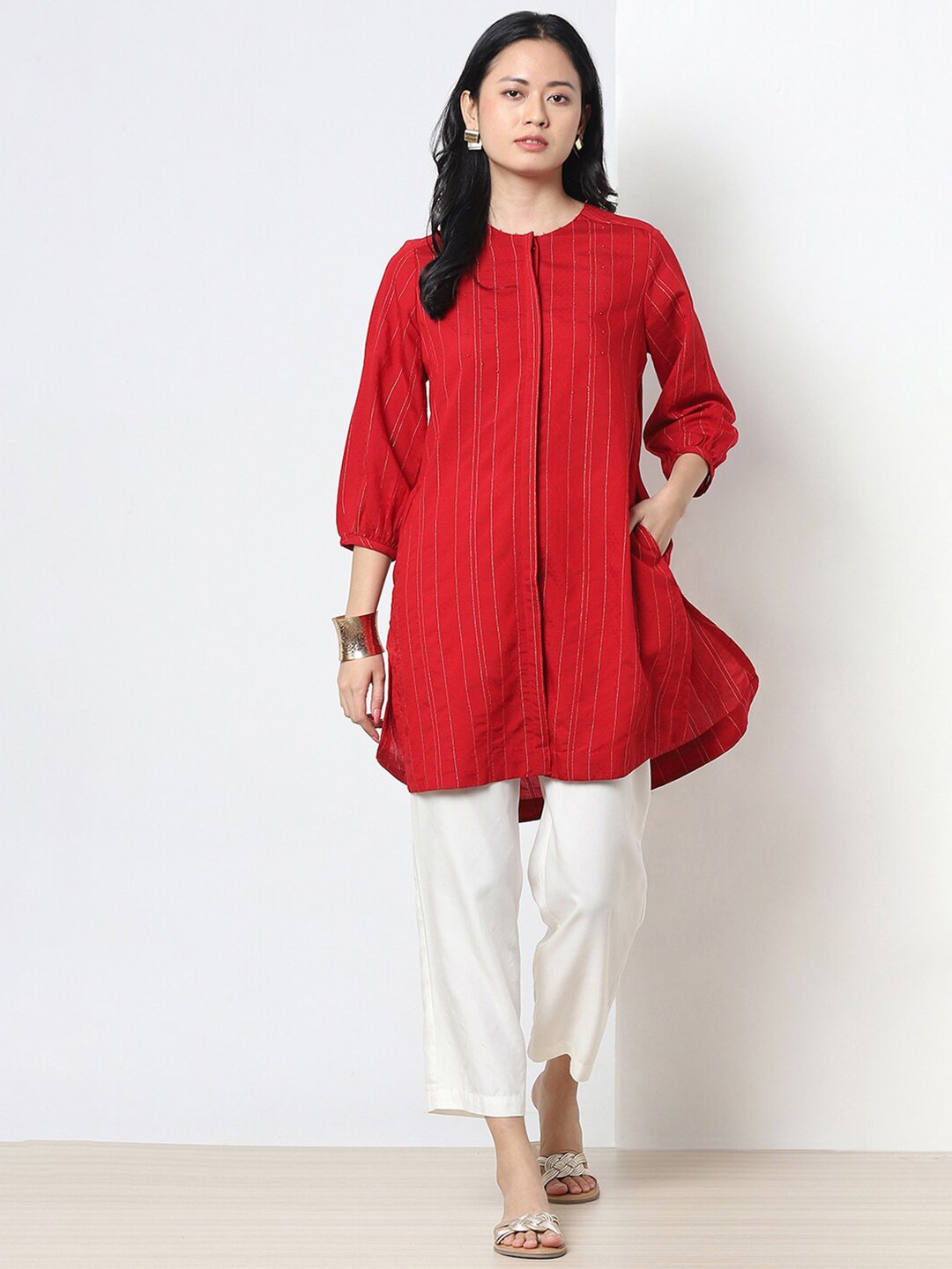 

Marigold Lane Striped Round Neck Tunic, Red