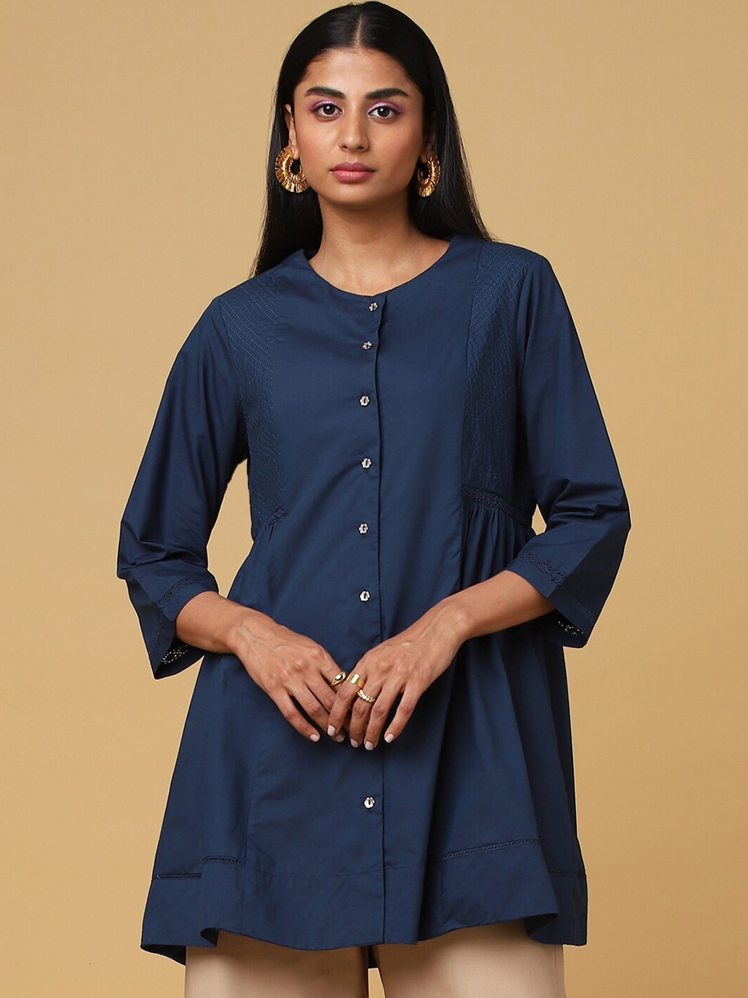 

Marigold Lane Round Neck A-Line Tunic, Navy blue