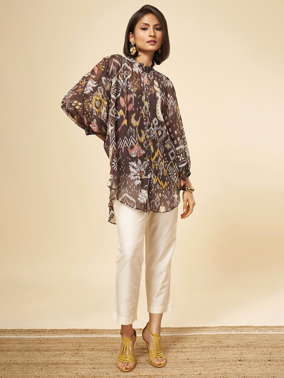 

Marigold Lane Ethnic Motifs Printed Tunic, Brown