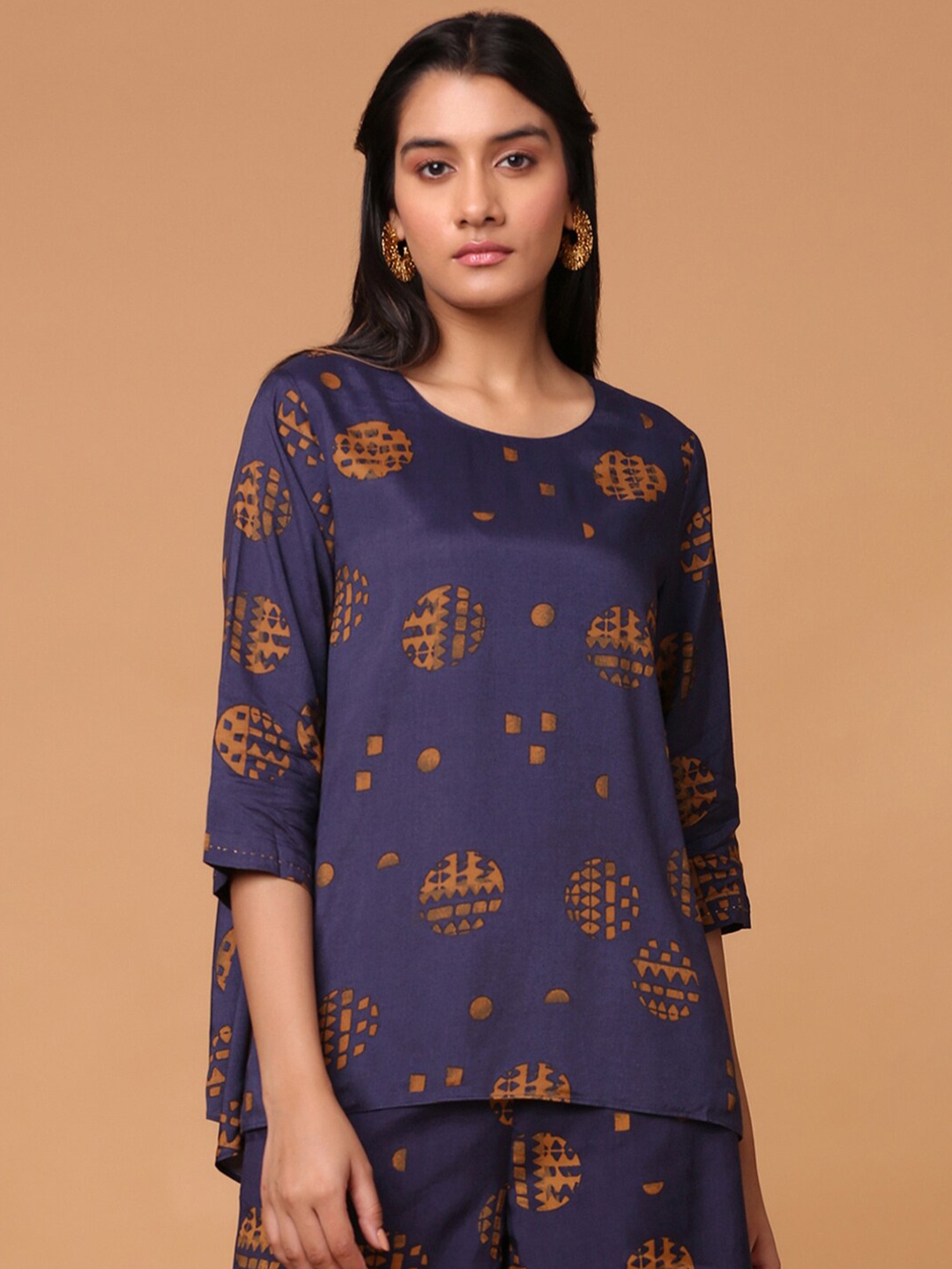 

Marigold Lane Abstract Printed Round Neck Top, Blue