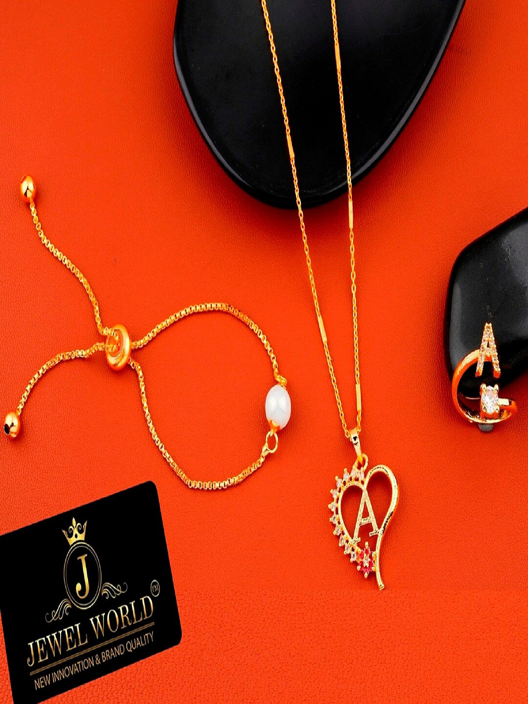 

JEWEL WORLD Gold-Plated Artificial Bead Studded Jewellery Set