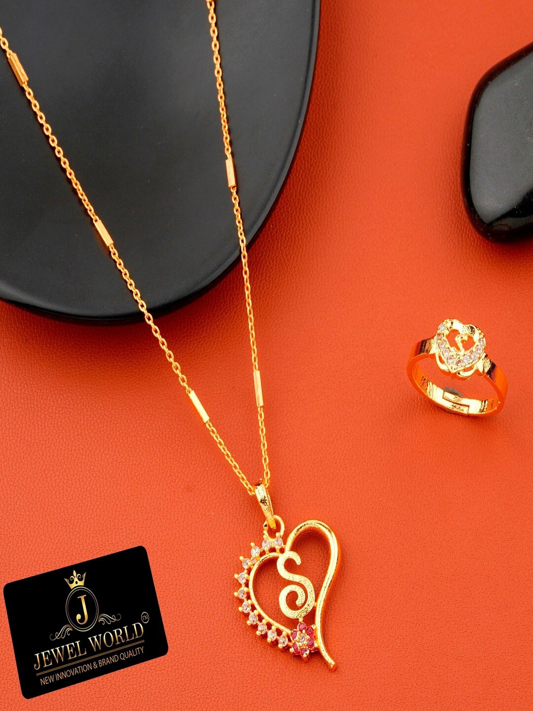 

JEWEL WORLD Gold-Plated Necklace & Ring