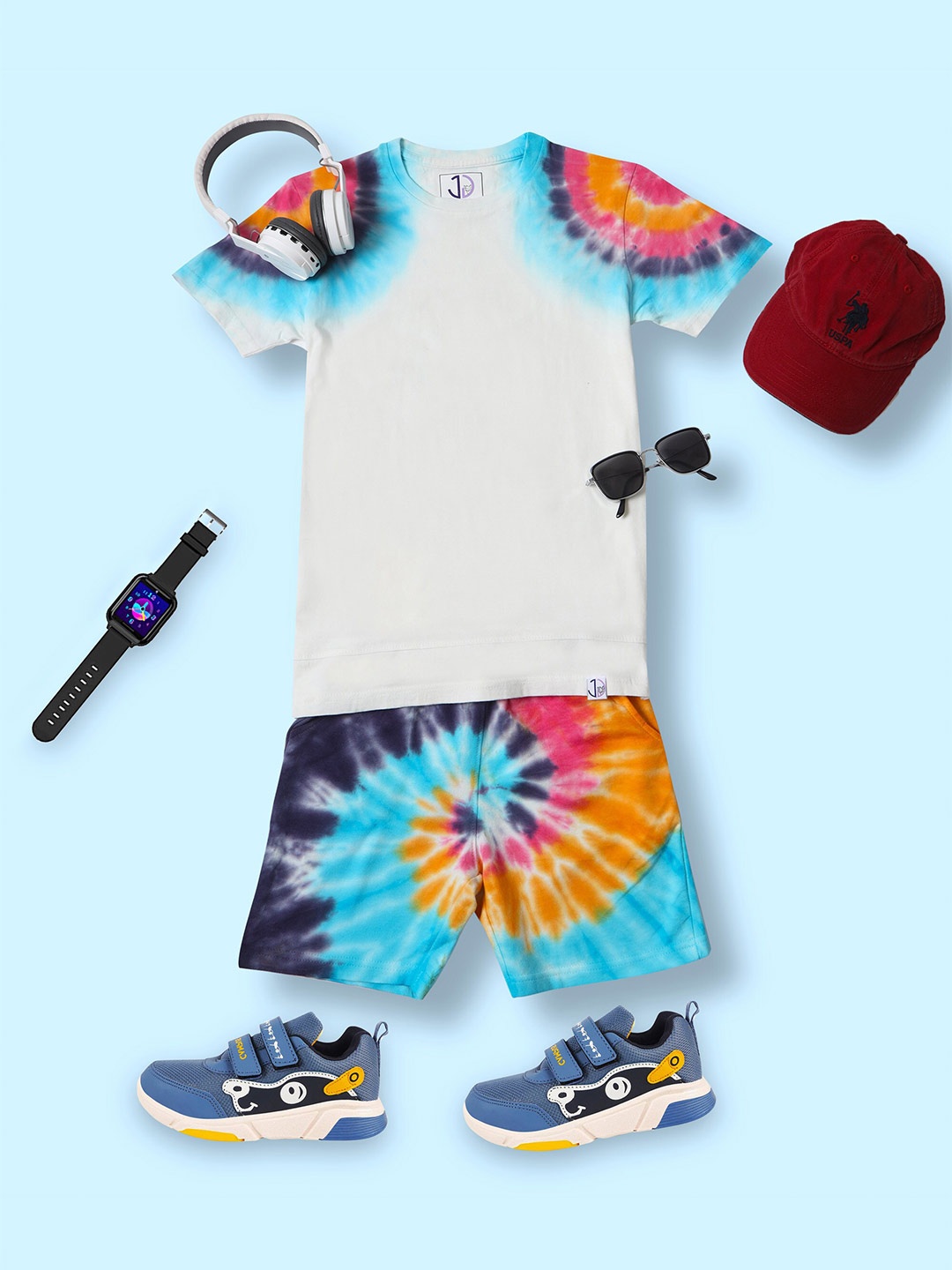 

Jumping Joey Boys Dyed Pure Cotton T-shirt with Shorts, White