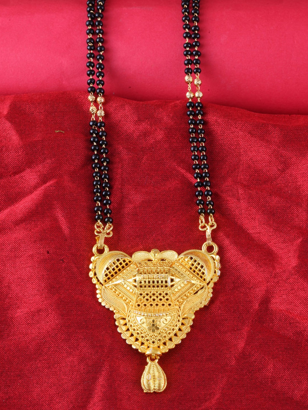 

MEENAZ Gold-Plated Beaded Mangalsutra