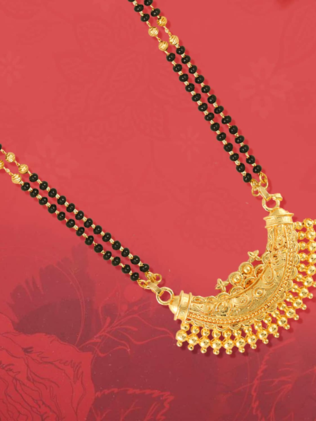 

MEENAZ Gold-Plated & Beaded Long Chain Mangalsutra