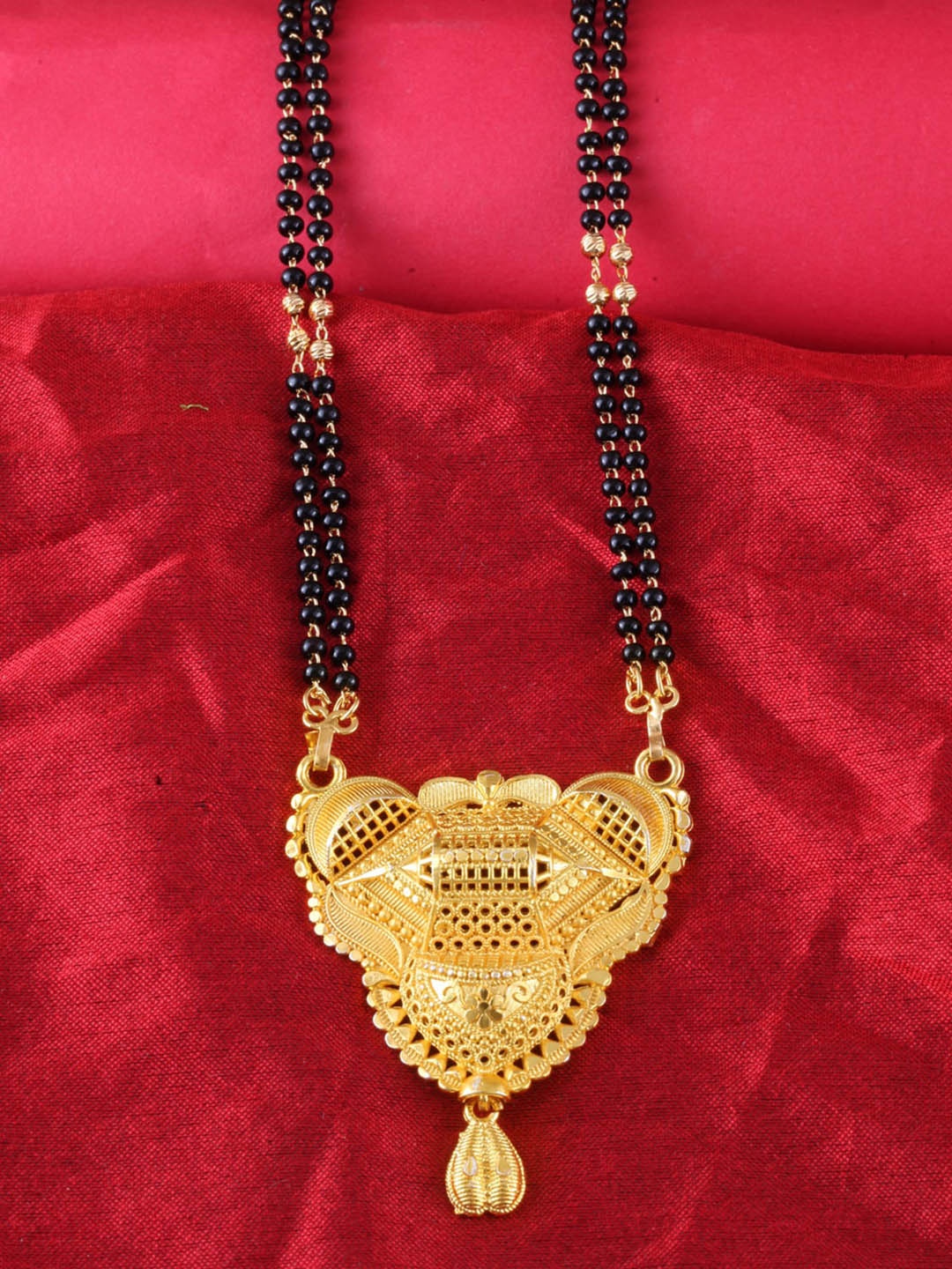 

MEENAZ Gold-Plated & Beaded Long Chain Mangalsutra