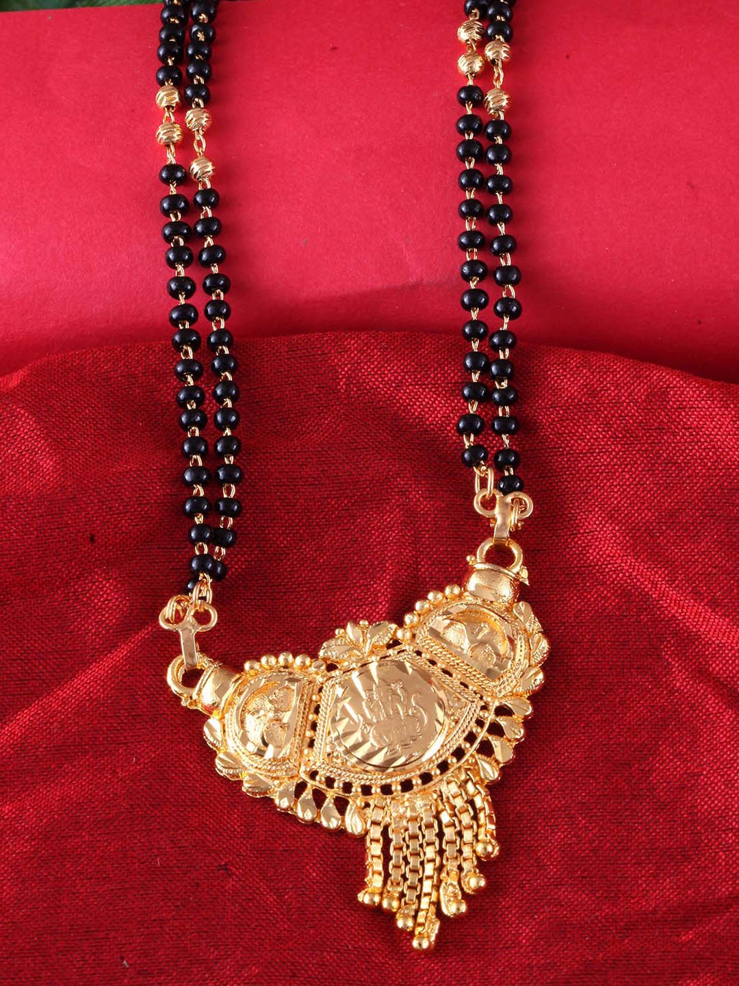 

MEENAZ Gold-Plated & Beaded Long Chain Mangalsutra