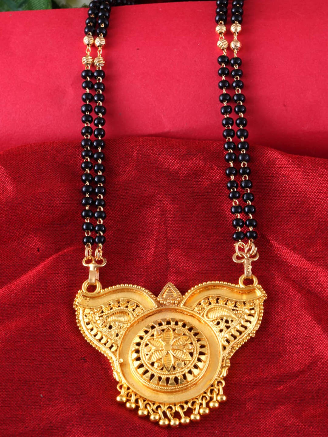 

MEENAZ Gold-Plated Artificial Beaded Long Mangalsutra