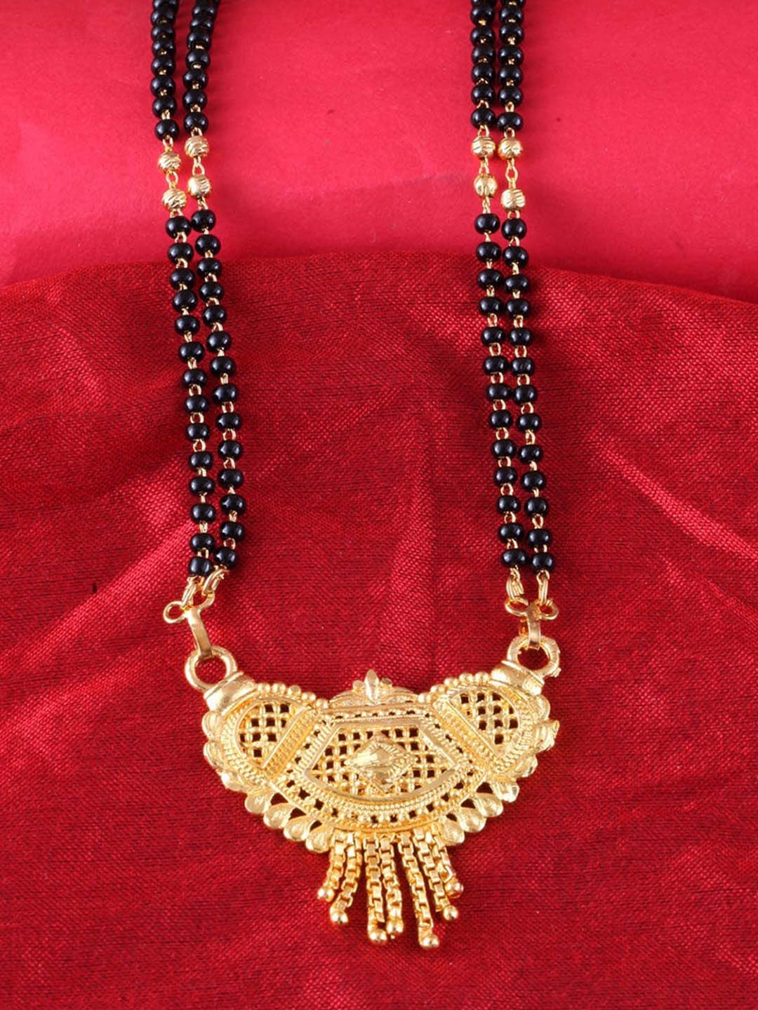 

MEENAZ Gold-Plated & Beaded Long Chain Mangalsutra