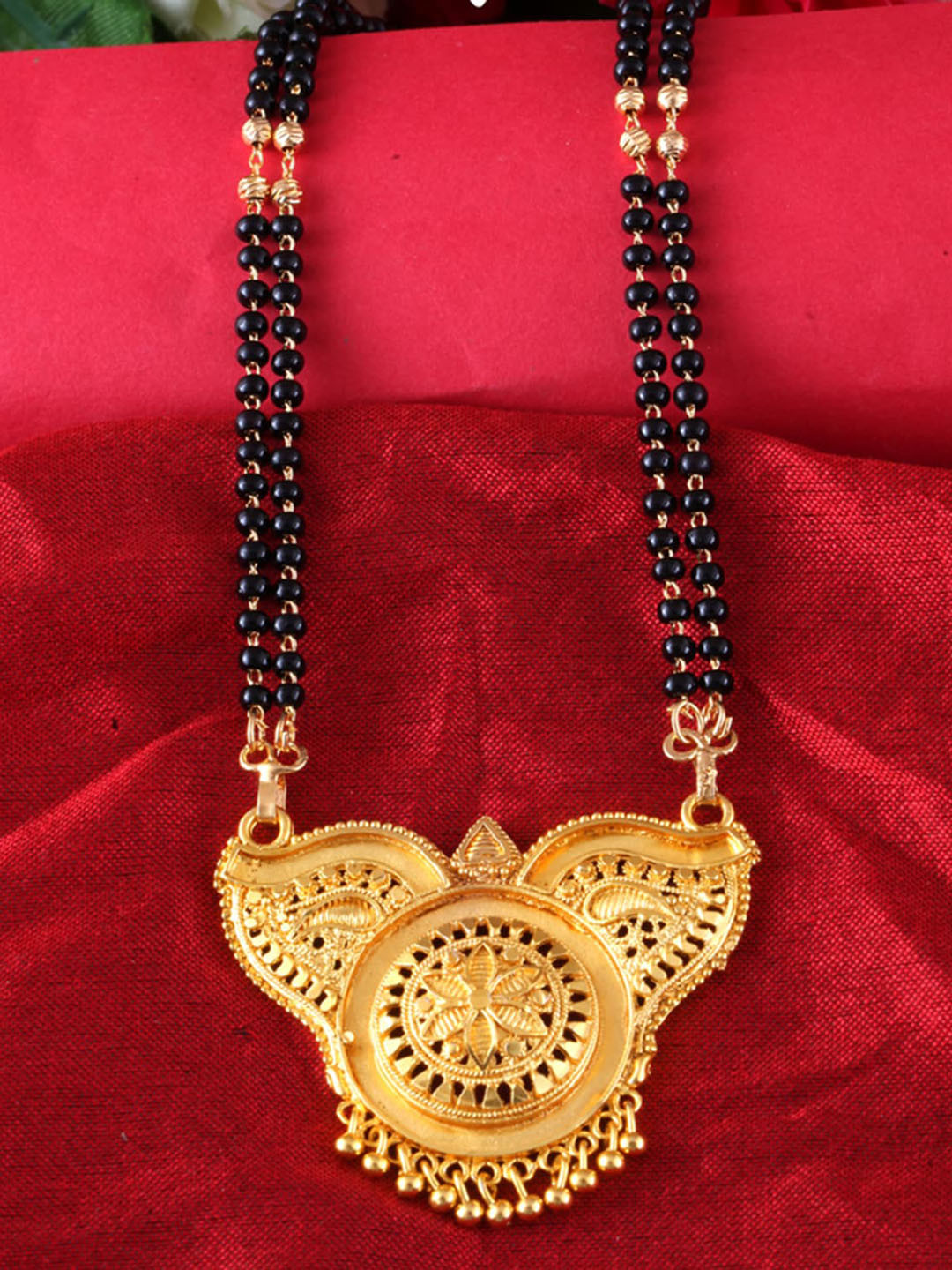 

MEENAZ Gold-Plated & Beaded Long Chain Mangalsutra