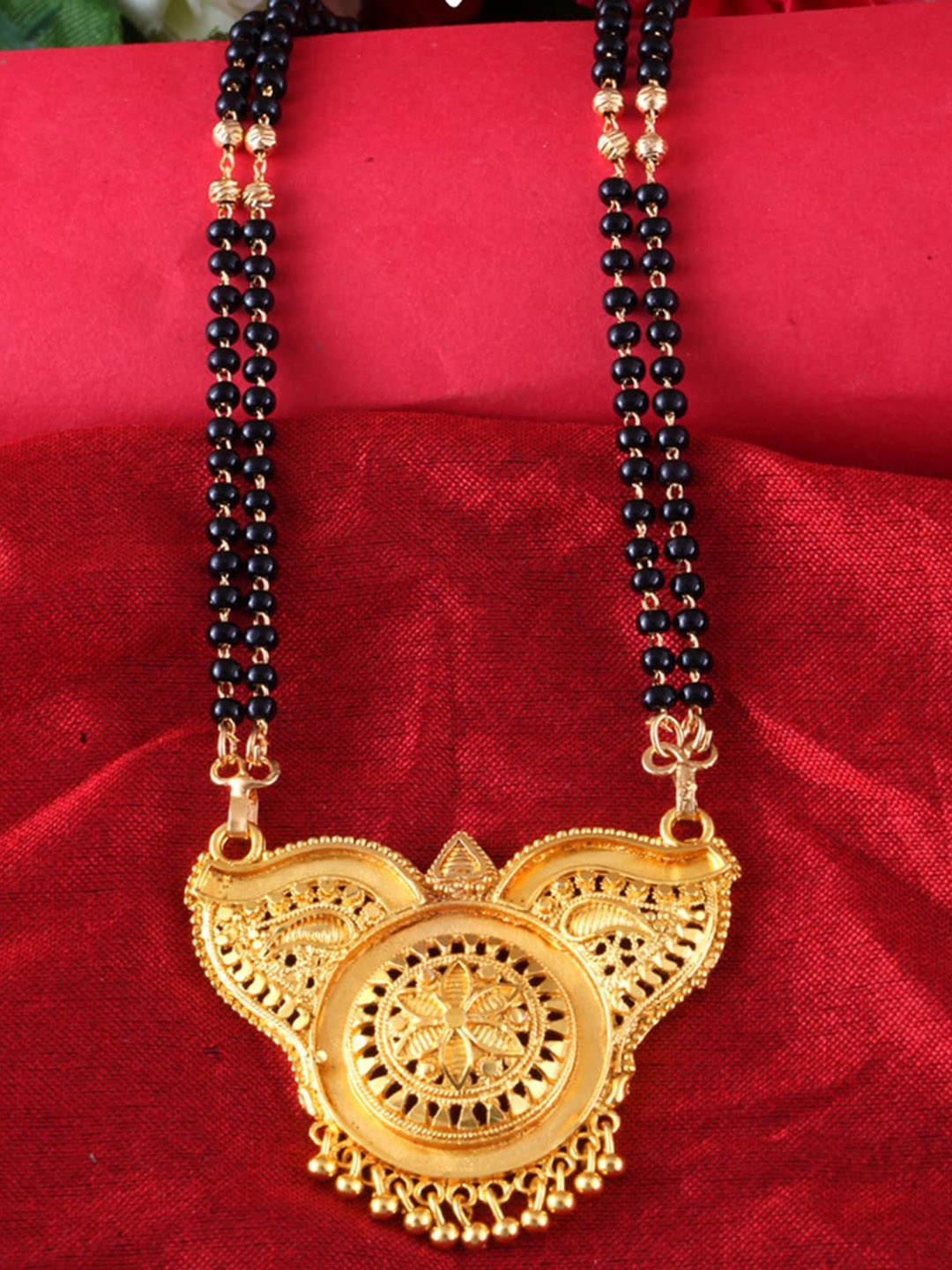 

MEENAZ Gold-Plated & Beaded Long Chain Mangalsutra