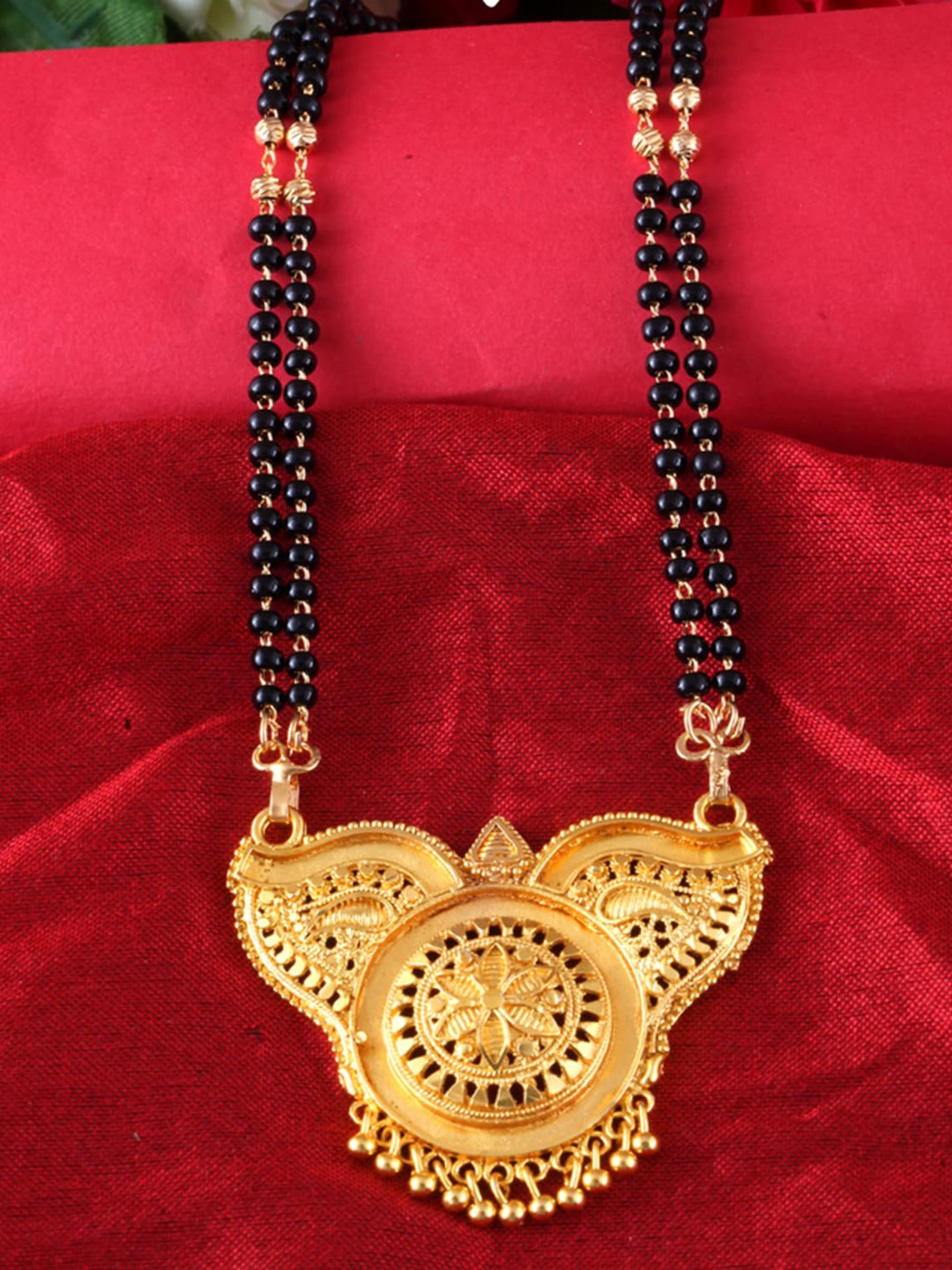 

MEENAZ Gold-Plated & Beaded Long Chain Mangalsutra