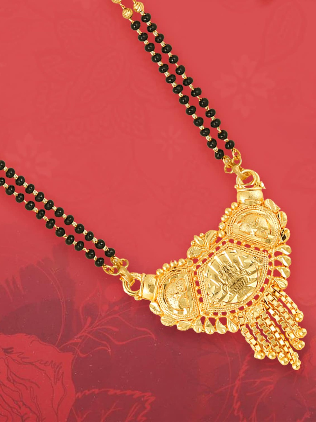 

MEENAZ Gold-Plated & Beaded Long Chain Mangalsutra