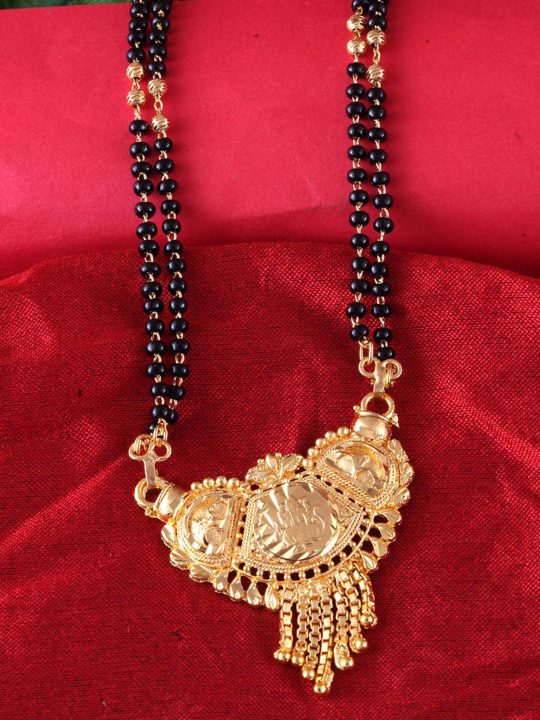 

MEENAZ Gold-Plated & Beaded Long Chain Mangalsutra