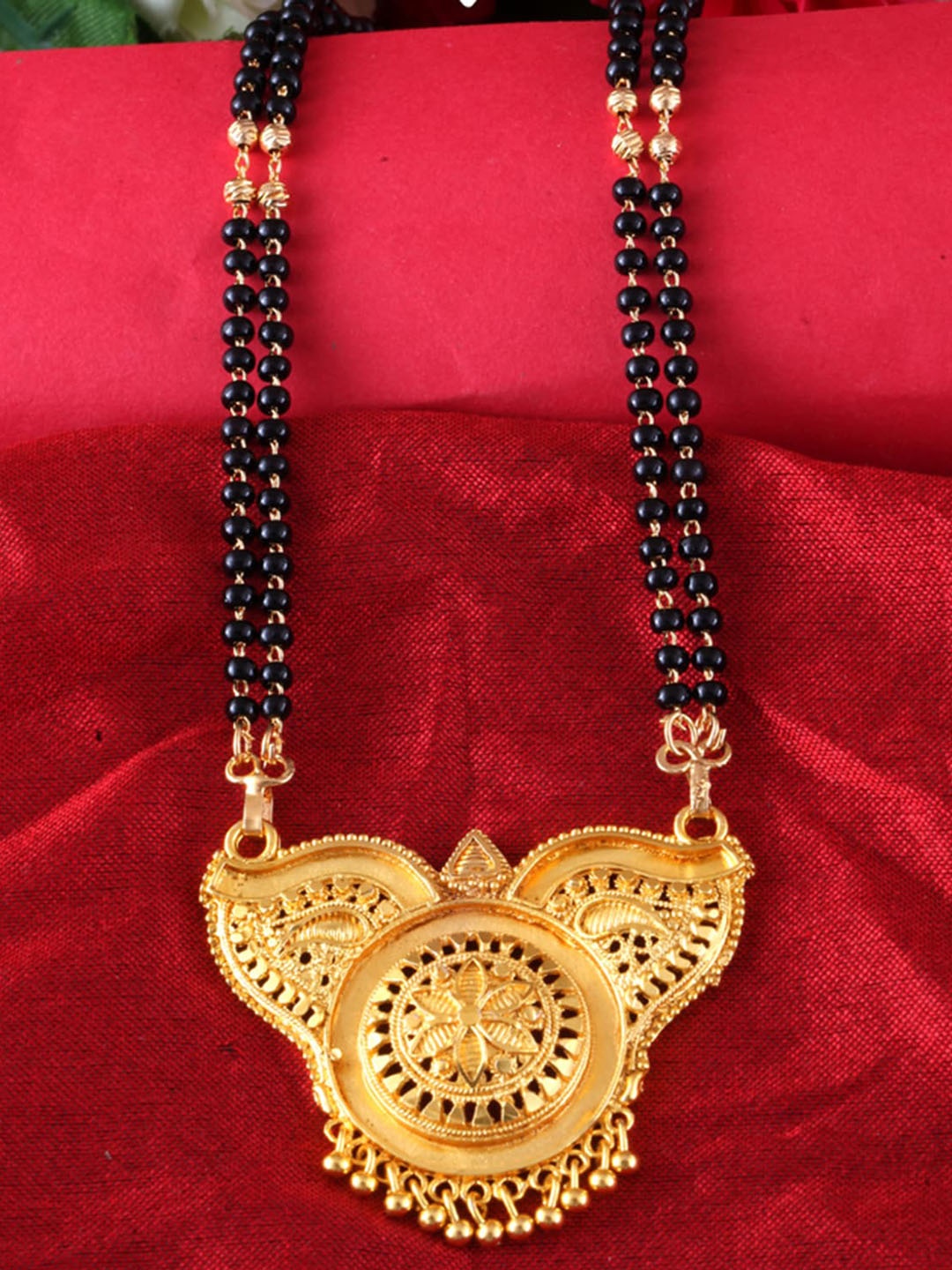 

MEENAZ Gold-Plated & Beaded Long Chain Mangalsutra