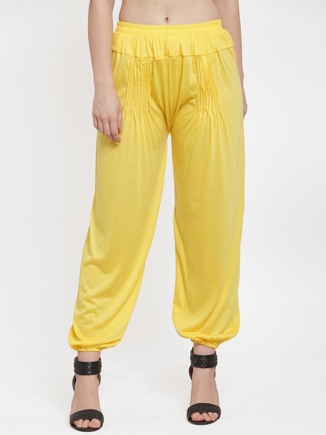 

GRACIT Women Mid-Rise Loose Fit Harem Pants, Yellow