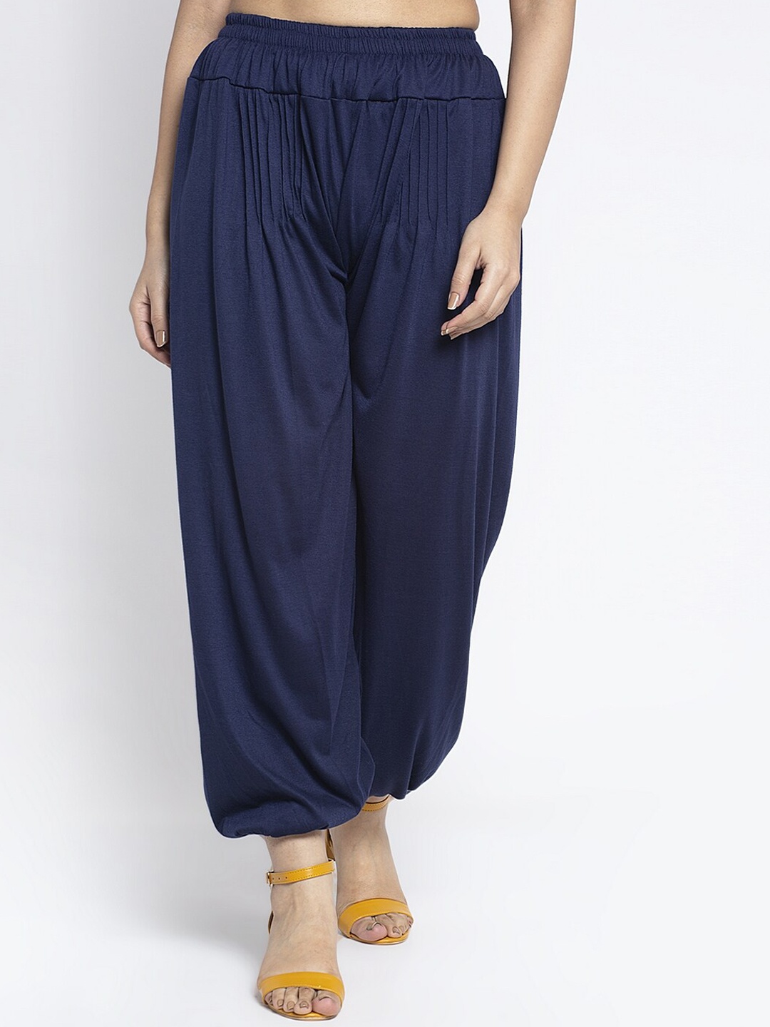 

GRACIT Women Mid-Rise Loose-Fit Harem Pants, Navy blue