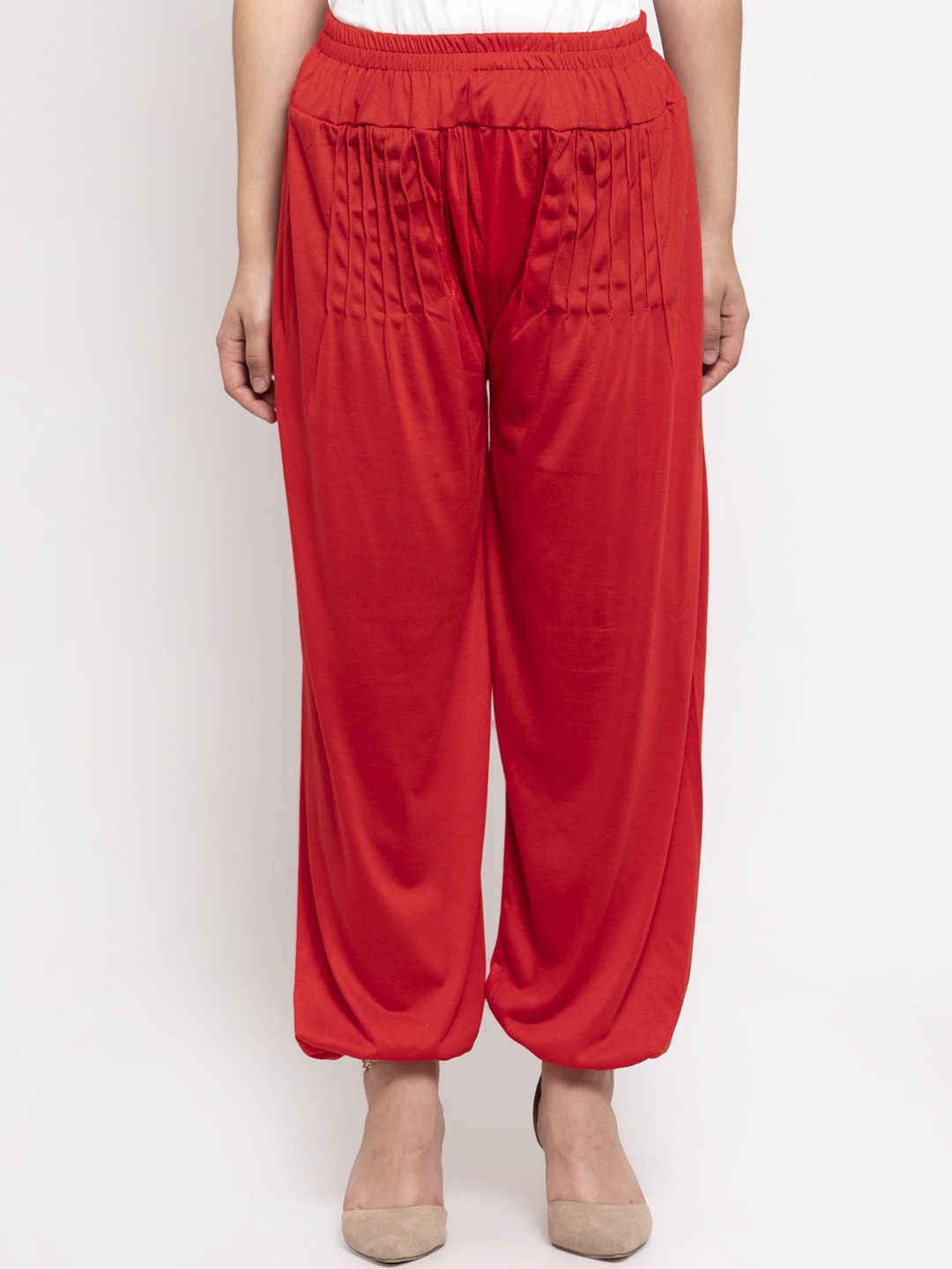 

GRACIT Women Mid-Rise Loose-Fit Harem Pants, Red