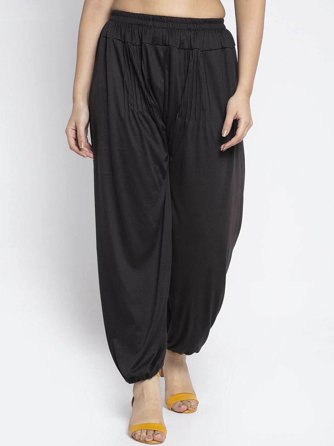 

GRACIT Women Mid-Rise Loose-Fit Harem Pants, Black