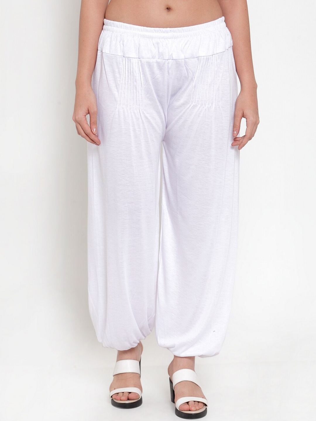 

GRACIT Women Mid-Rise Loose-Fit Harem Pants, White