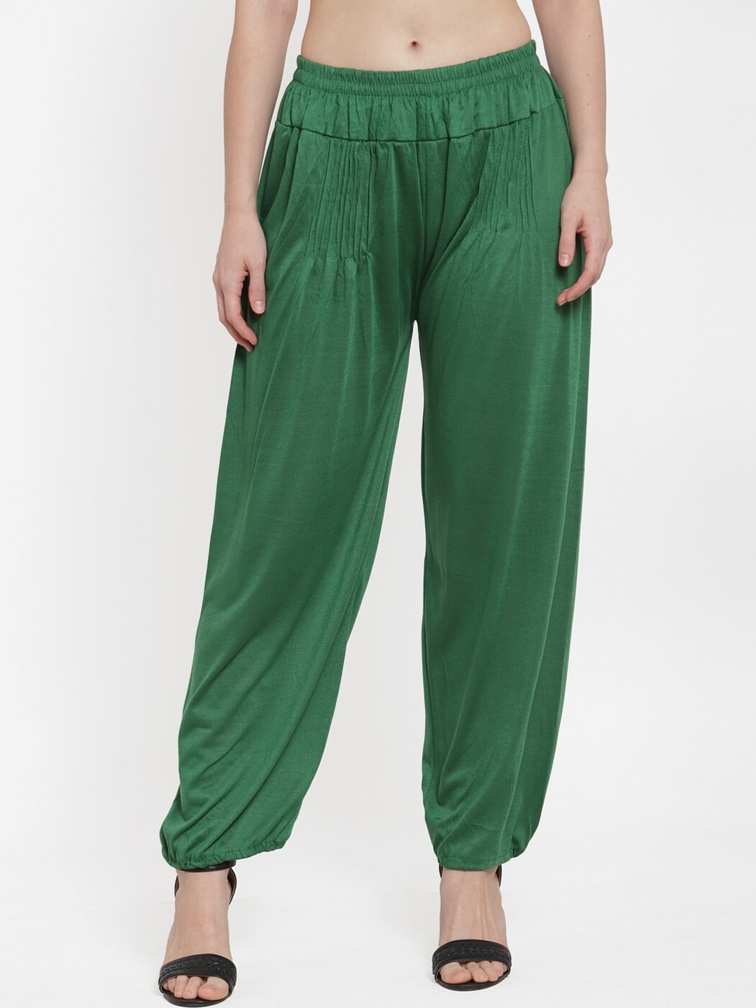 

GRACIT Women Mid-Rise Loose-Fit Harem Pants, Green