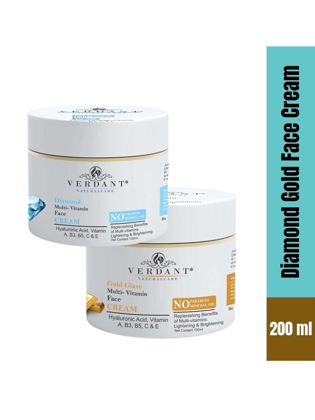 

Verdant Natural Care Combo of Diamond Face Cream 100ml & Gold Face Cream 100ml, Na