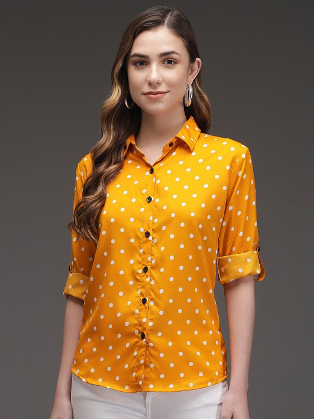 

BAESD Polka Dot Comfort Printed Casual Shirt, Yellow