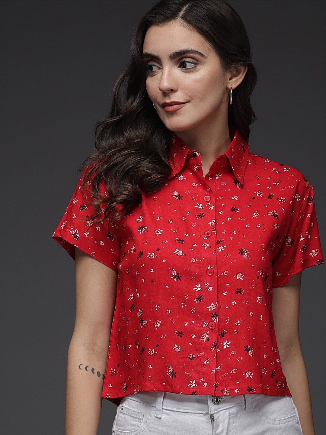 

BAESD Women Comfort Floral Printed Casual Shirt, Red