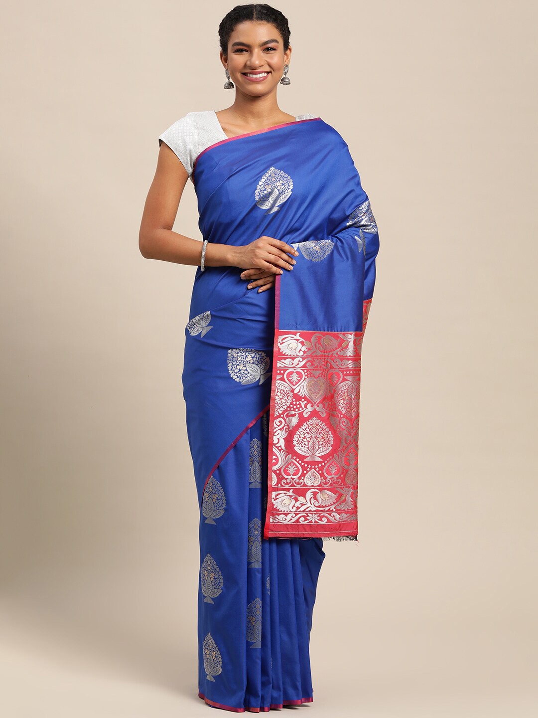 

AVANTIKA FASHION Ethnic Motif Woven Design Zari Pure Silk Kanjeevaram Saree, Turquoise blue