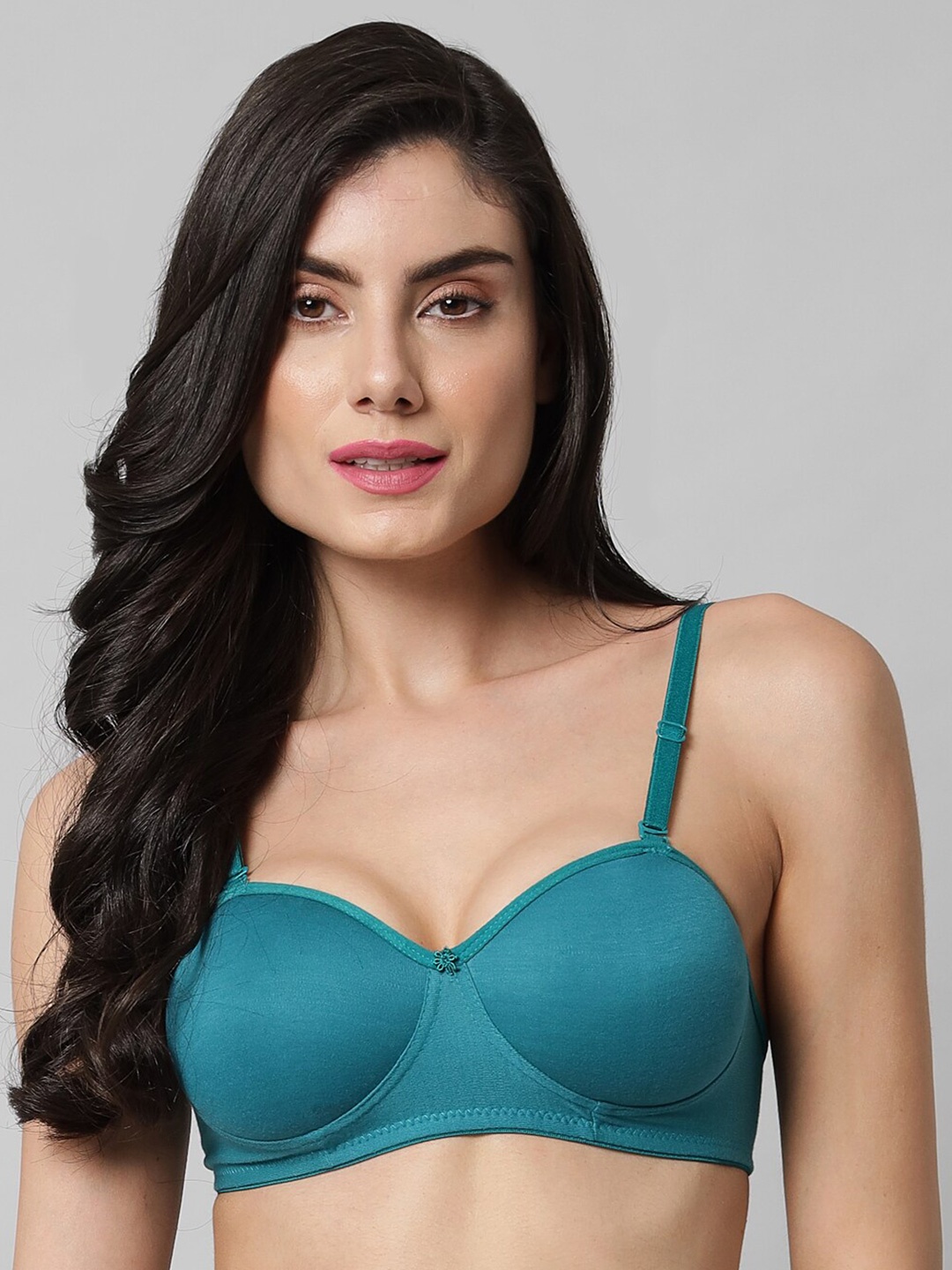 

Imsa Moda Lightly Padded Half Coverage Cotton Everyday Bra, Green