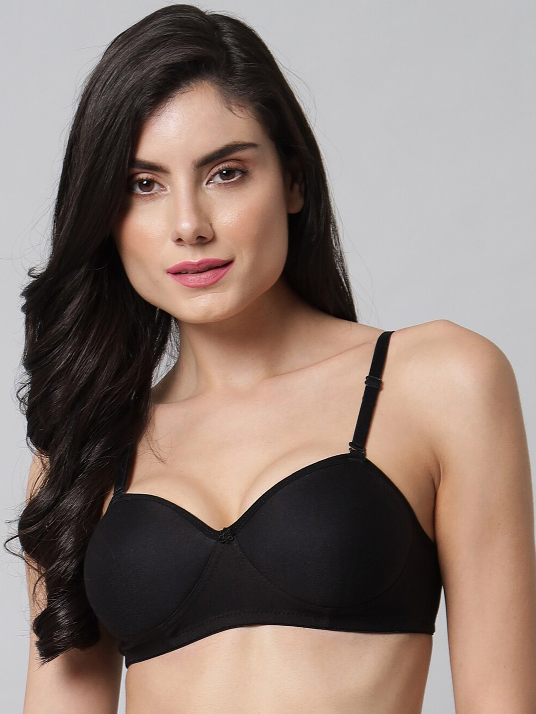 

Imsa Moda Lightly Padded Half Coverage Cotton Everyday Bra, Black