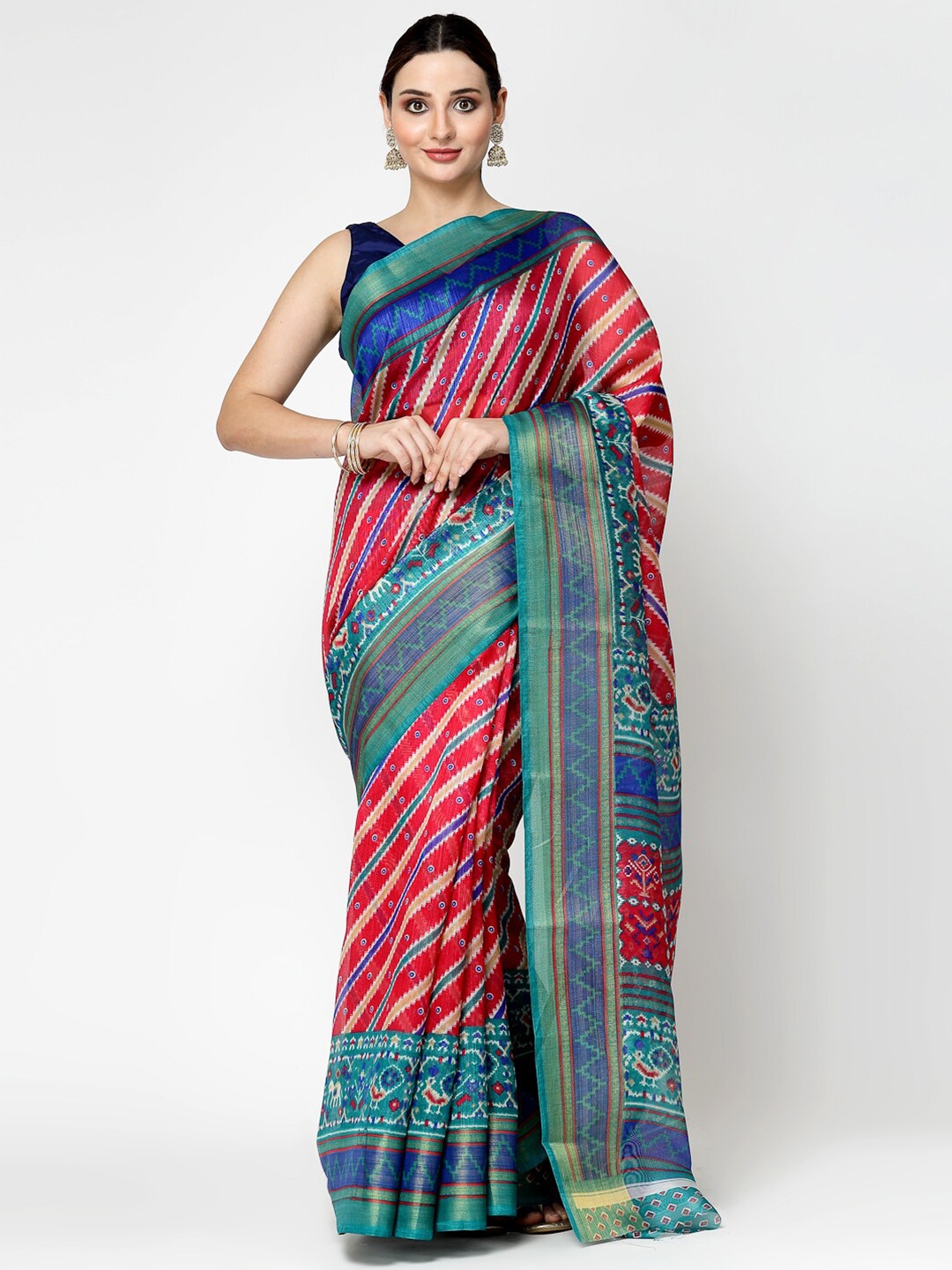 

KALINI Woven Design Zari Silk Cotton Banarasi Saree, Pink