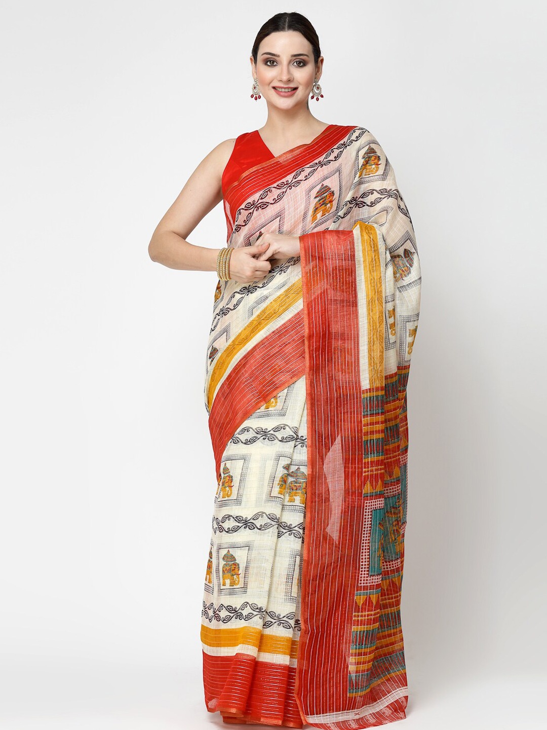 

KALINI Woven Design Zari Silk Cotton Banarasi Saree, Grey