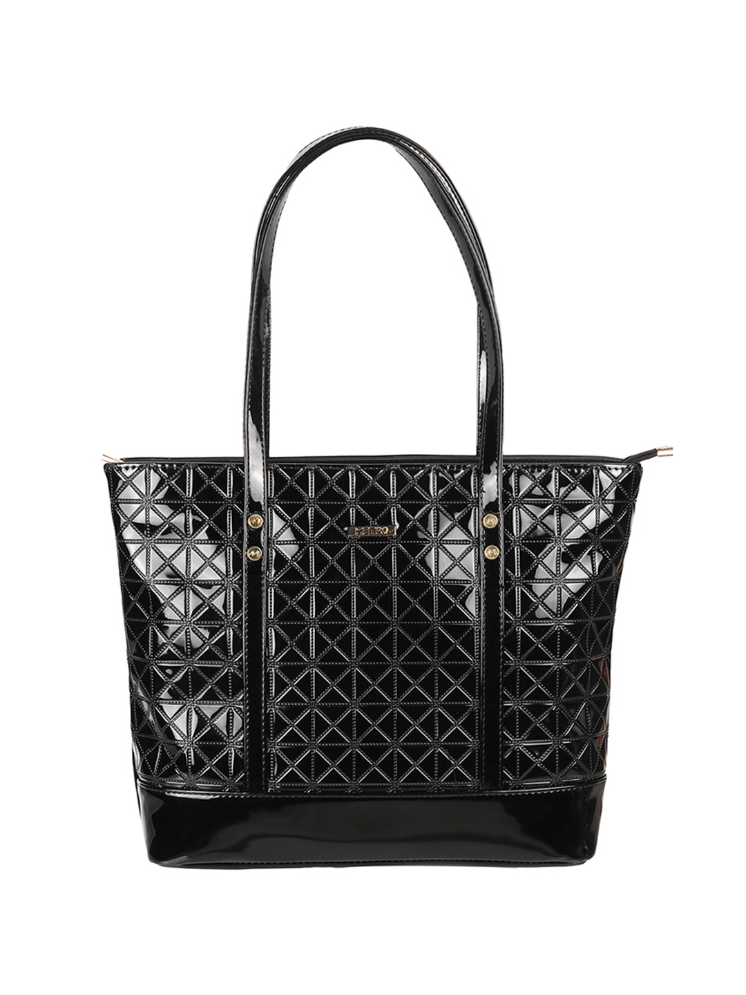 

Metro Structured Shoulder Bag With Cut Work, Black