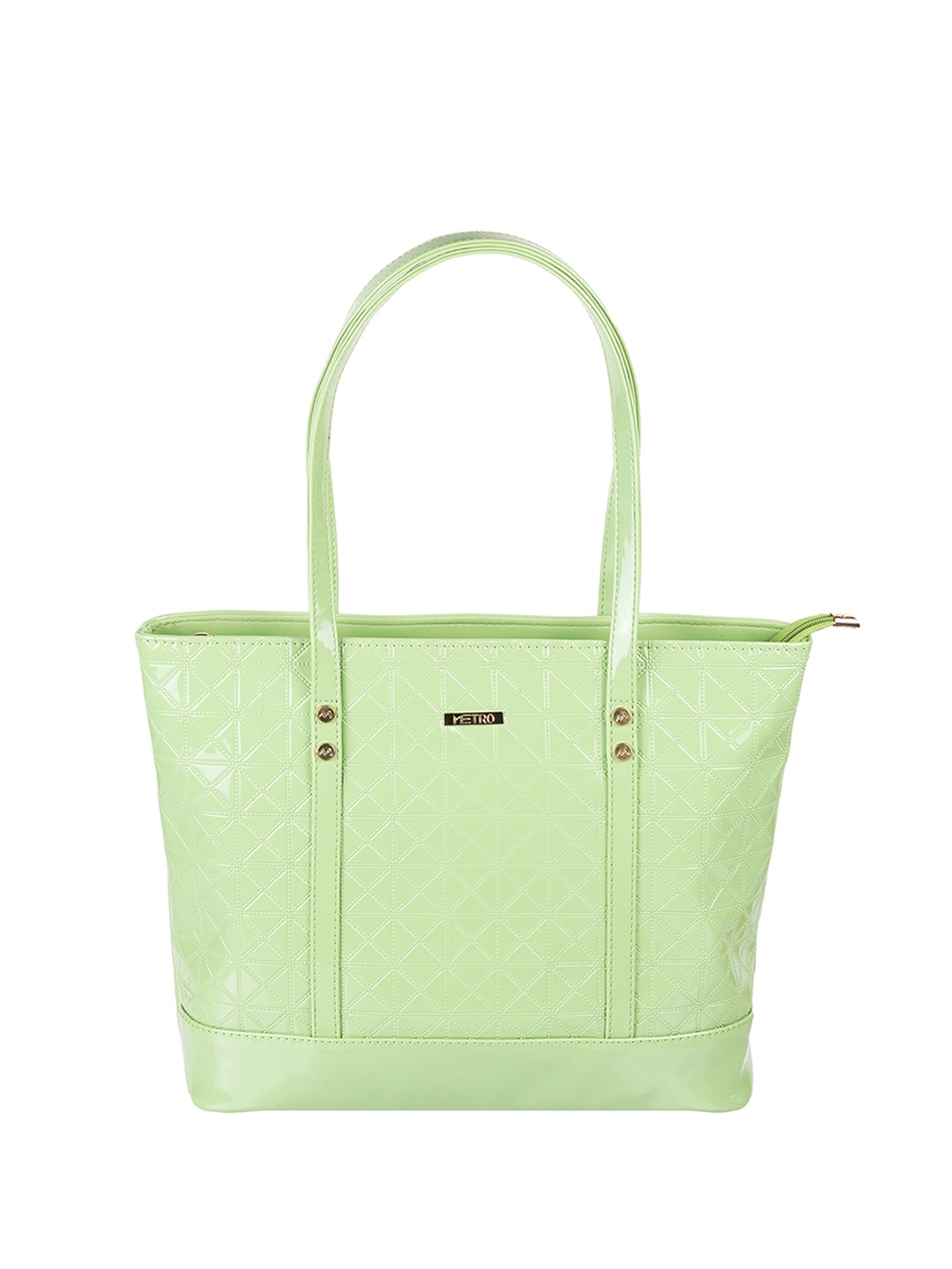 Metro Women Textured Shopper Shoulder Bag, Lime green