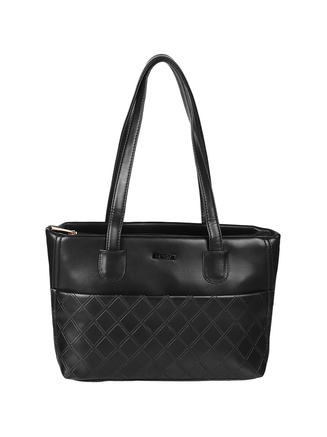 

Metro Textured Structured Shoulder Bag with Quilted, Black